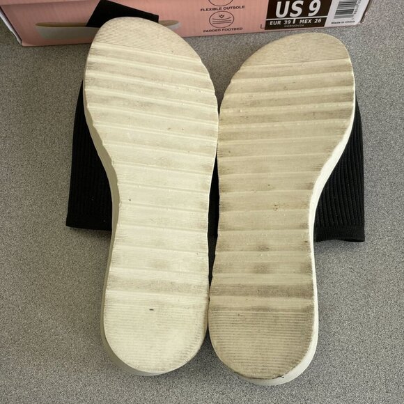 Kensie Women's Size 9 Ellie Black Slides Knit Wedge Sandals - Picture 4 of 5